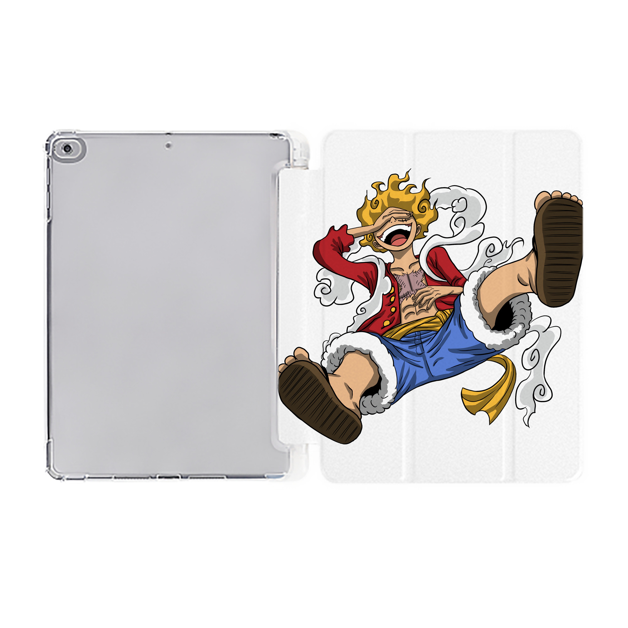 （画像用） ワンピース モンキー・D・ルフィ ONE PIECE Monkey D. Luffy IPad ケース ペン収納付き 三つ折りスタンド PUレザー×シリコン 対応機種9.5/10.5/10.9インチ